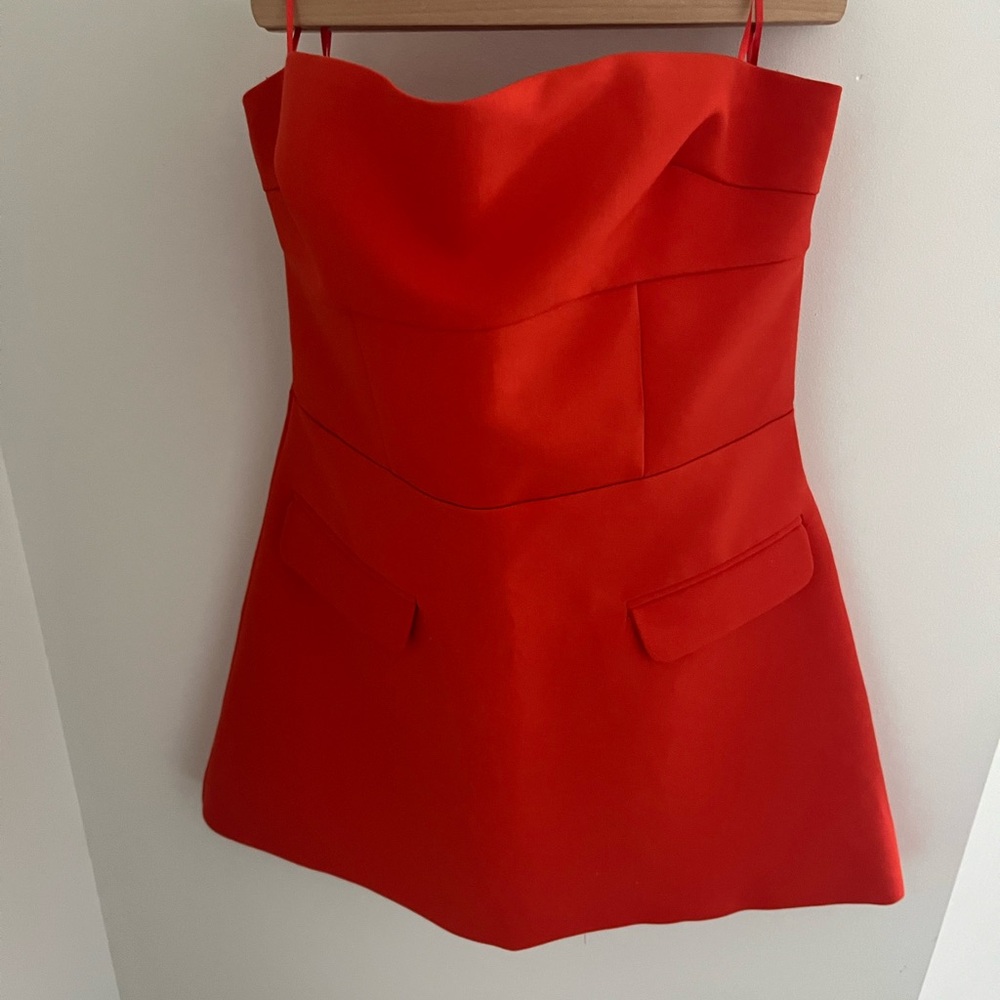 Zara orange strapless skort dress